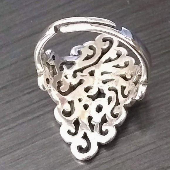 NEW Silver Women's Boho Large Flower Ring Adjustable - Picture 6 of 6